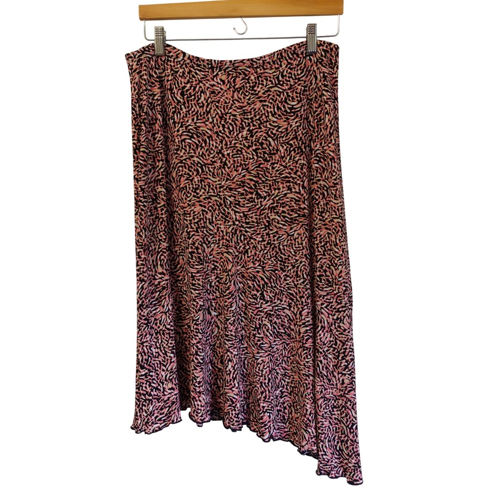 Susan Lawrence Y2K Asymmetrical Midi Skirt Womens XL Pink Abstract Stretch Fairy